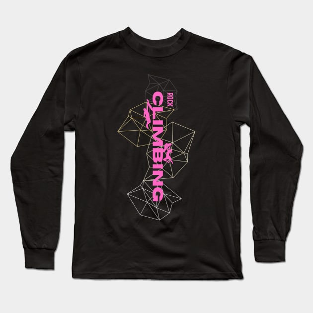 geometric rock climbing pink Long Sleeve T-Shirt by lmdesignco
